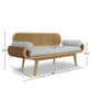 MID CENTURY CURVED WOODEN SOFA WITH CANE BACKREST
