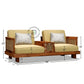 2 SEATER WOODEN SOFA WITH INTEGRATED CENTER CONSOLE TABLE