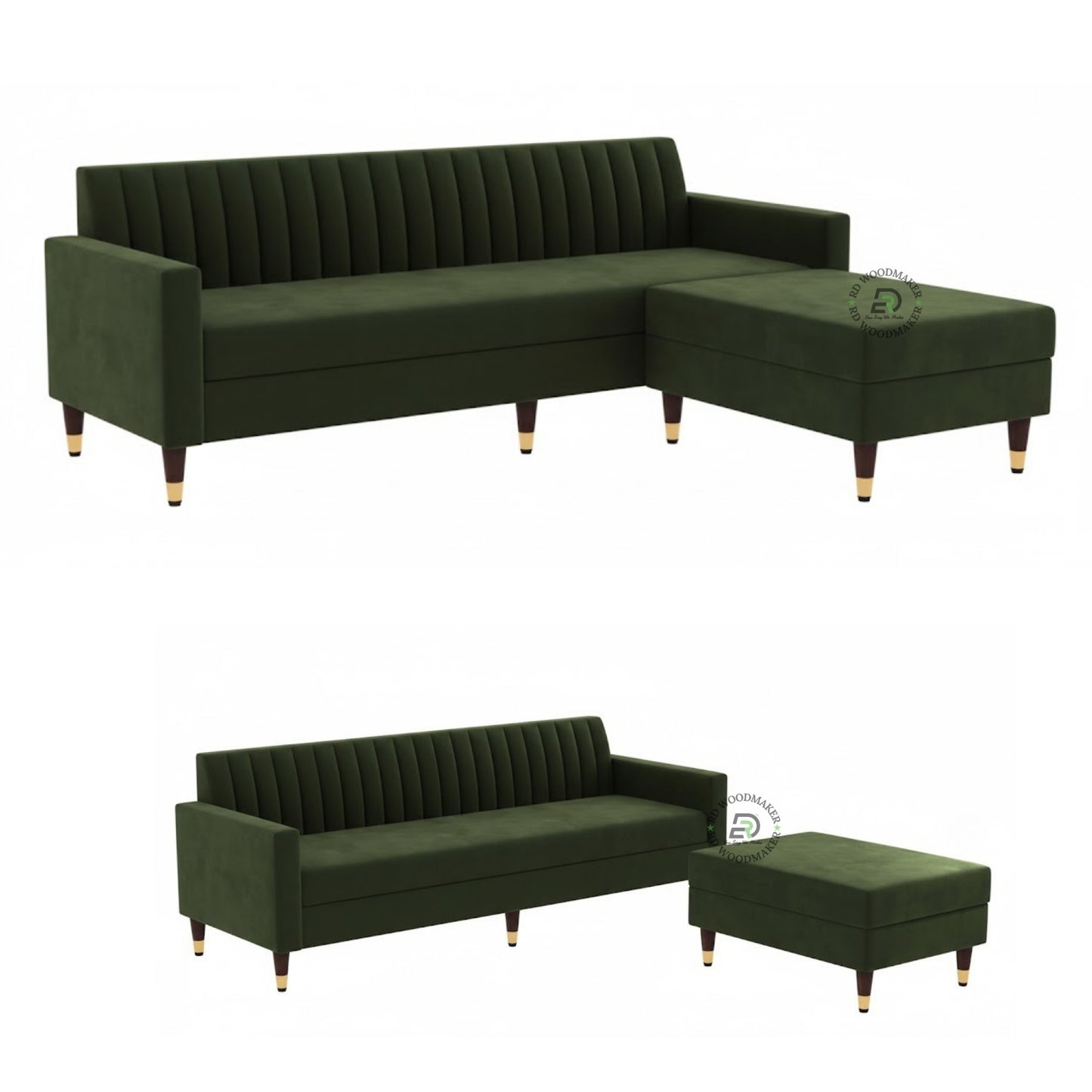 TRADITIONAL WOODEN ARM SOFA WITH CARVED DETAILS
