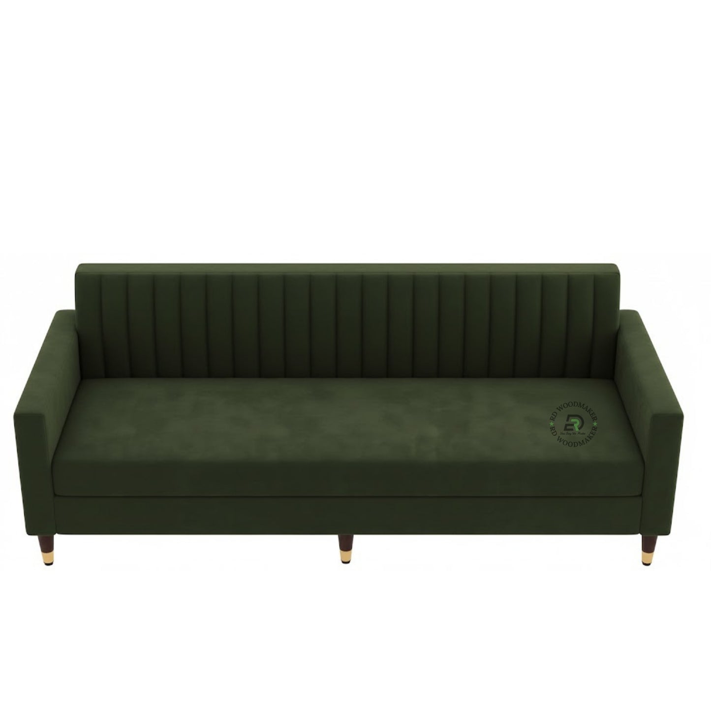 TRADITIONAL WOODEN ARM SOFA WITH CARVED DETAILS