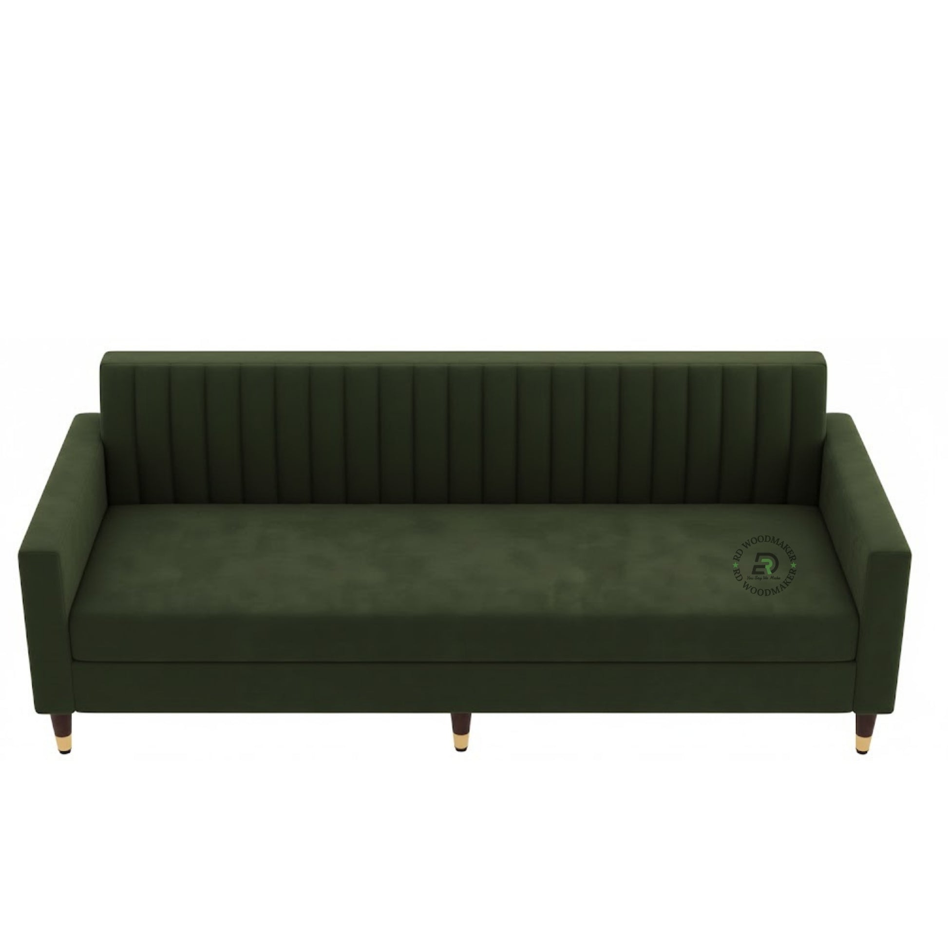 TRADITIONAL WOODEN ARM SOFA WITH CARVED DETAILS