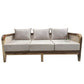 SOLID WOOD 3 SEATER SOFA WITH CURVED CANE ARMS