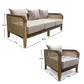 SOLID WOOD 3 SEATER SOFA WITH CURVED CANE ARMS