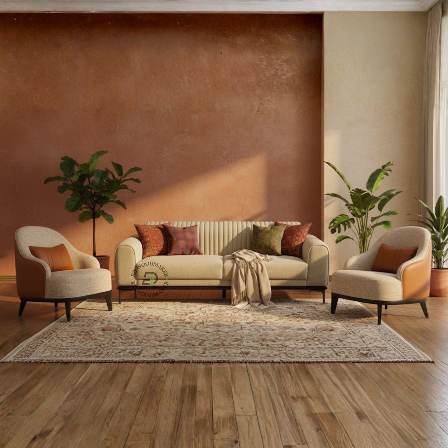 MODERN CANE PANEL SOFA WITH LOW BACK DESIGN