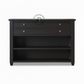 Modern Black Wooden Sideboard with Drawers & Open Shelf Storage