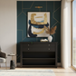 Modern Black Wooden Sideboard with Drawers & Open Shelf Storage