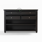 Modern Black Wooden Sideboard with Drawers & Open Shelf Storage
