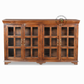 CLASSIC WOODEN GLASS PANEL SIDEBOARD WITH FOUR DOORS