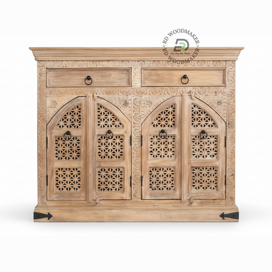 HANDCARVED TRADITIONAL WOODEN SIDEBOARD WITH DRAWERS