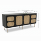 MODERN BLACK CANE PANEL SIDEBOARD WITH GOLD LEGS