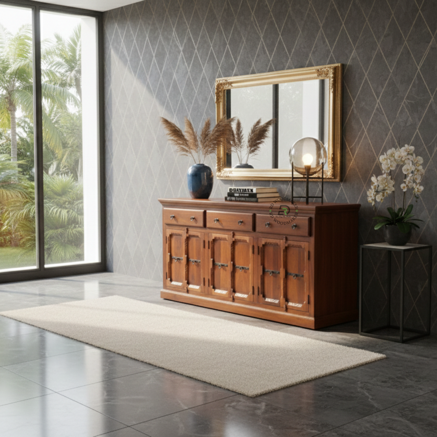 CLASSIC WOODEN SIDEBOARD WITH MULTIPLE DRAWERS AND DOORS