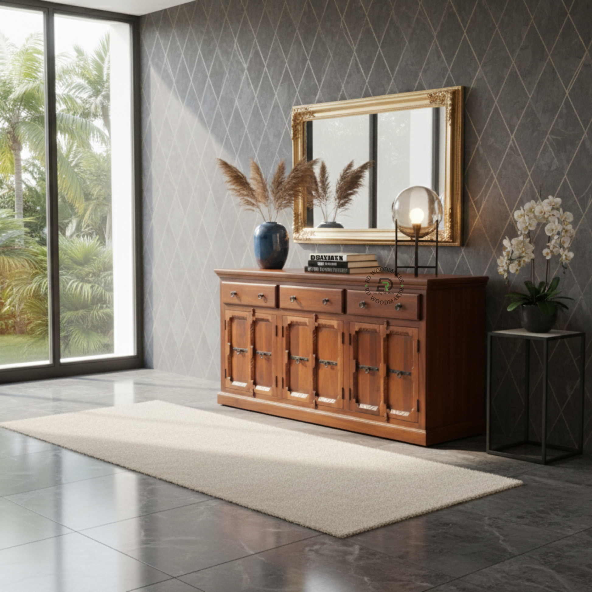 CLASSIC WOODEN SIDEBOARD WITH MULTIPLE DRAWERS AND DOORS