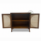 MID-CENTURY WOODEN SIDEBOARD WITH CANE PANEL DOORS