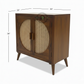 MID-CENTURY WOODEN SIDEBOARD WITH CANE PANEL DOORS