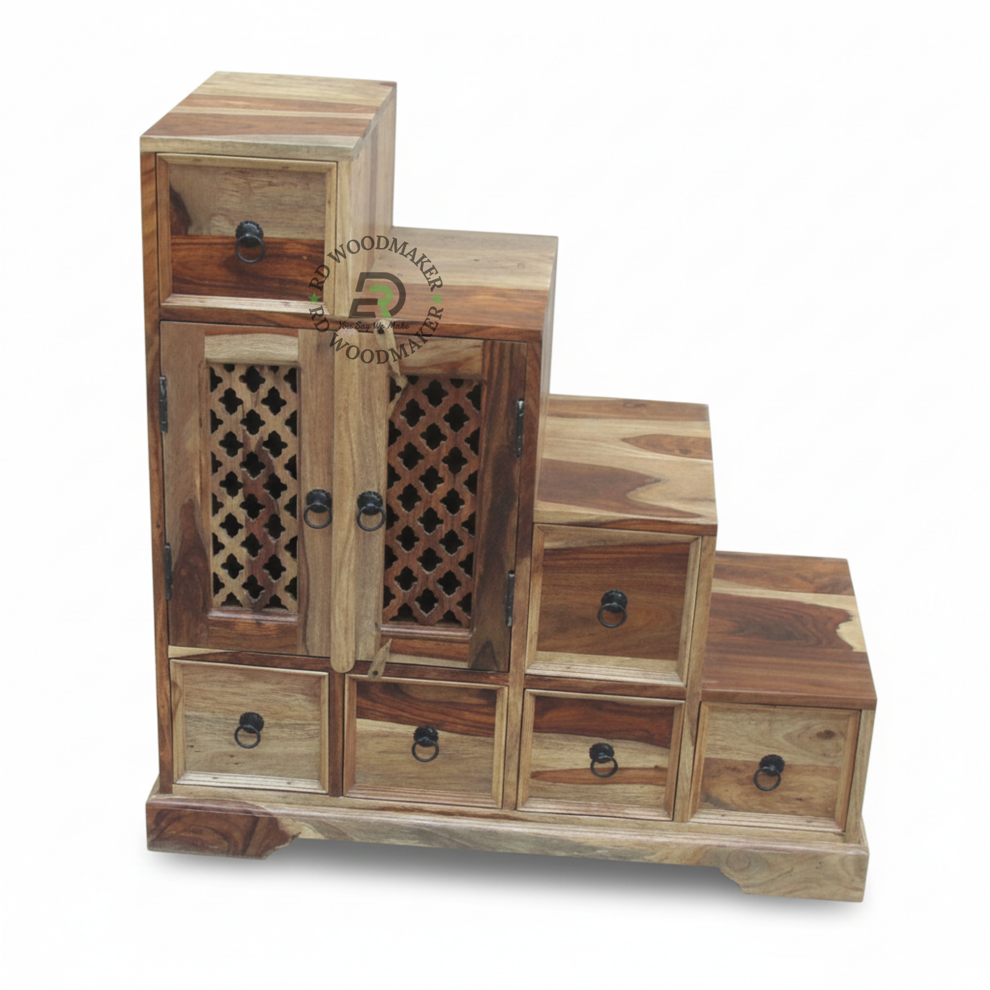 STEP DESIGN MULTI-LEVEL WOODEN SIDEBOARD WITH DRAWERS