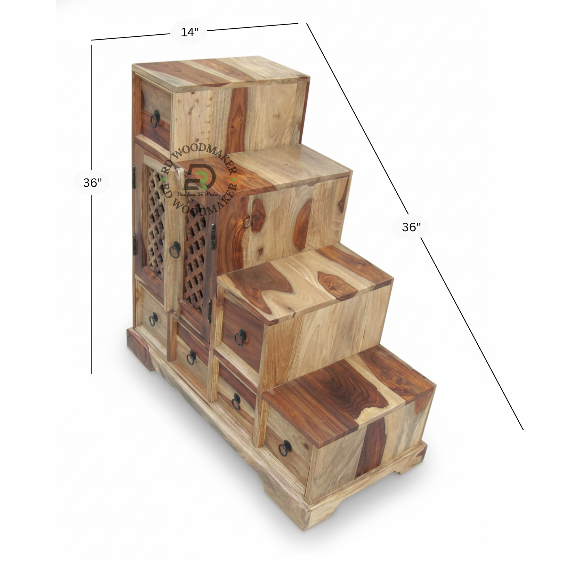 STEP DESIGN MULTI-LEVEL WOODEN SIDEBOARD WITH DRAWERS