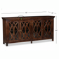 CLASSIC DARK WOOD GLASS DOOR SIDEBOARD WITH CARVED PANELS