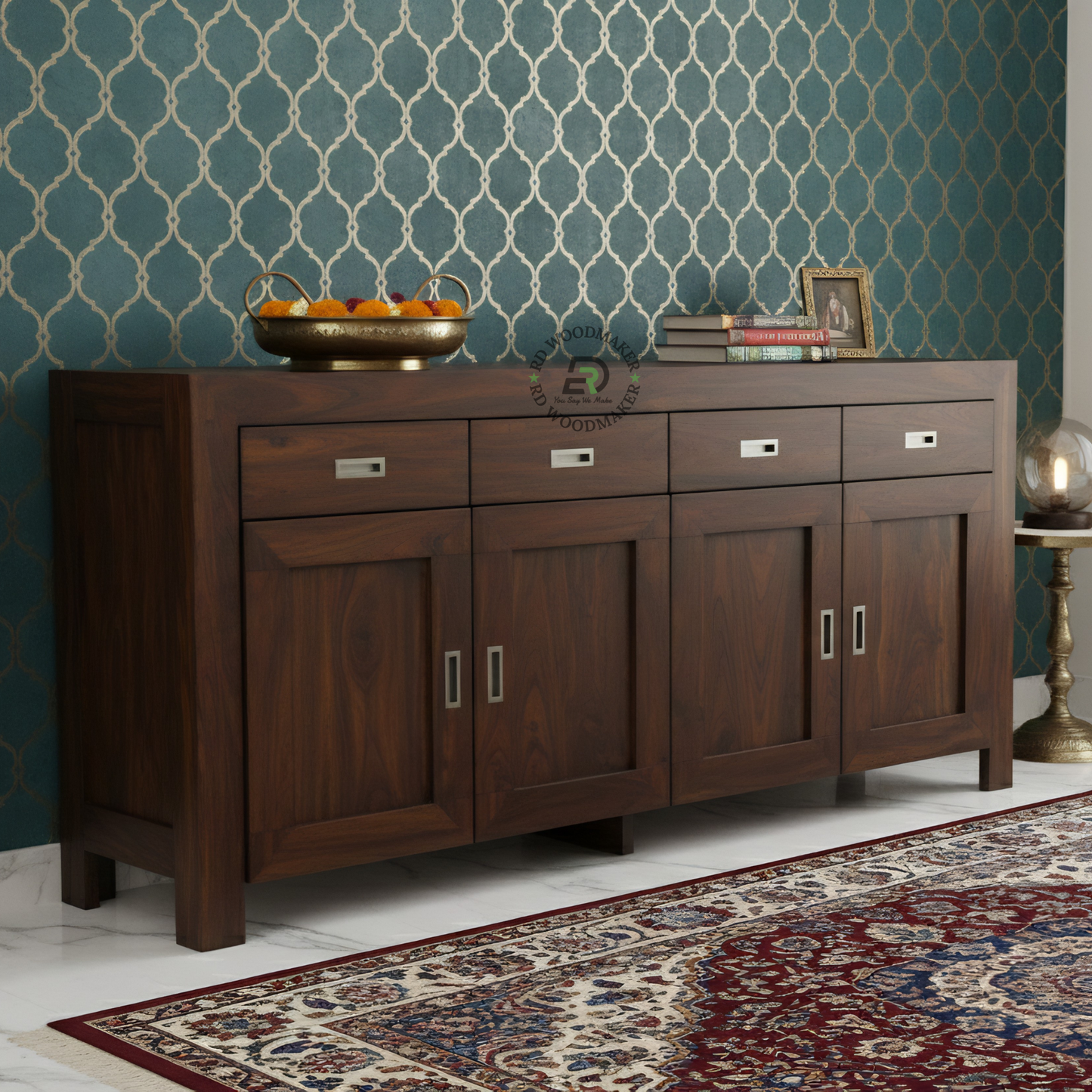 MODERN SOLID WOOD SIDEBOARD WITH DRAWERS AND CABINETS