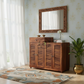 COMPACT WOODEN LOUVER PANEL SIDEBOARD WITH DRAWER