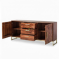 Modern Chevron Design Wooden Sideboard with Brass Finish Base
