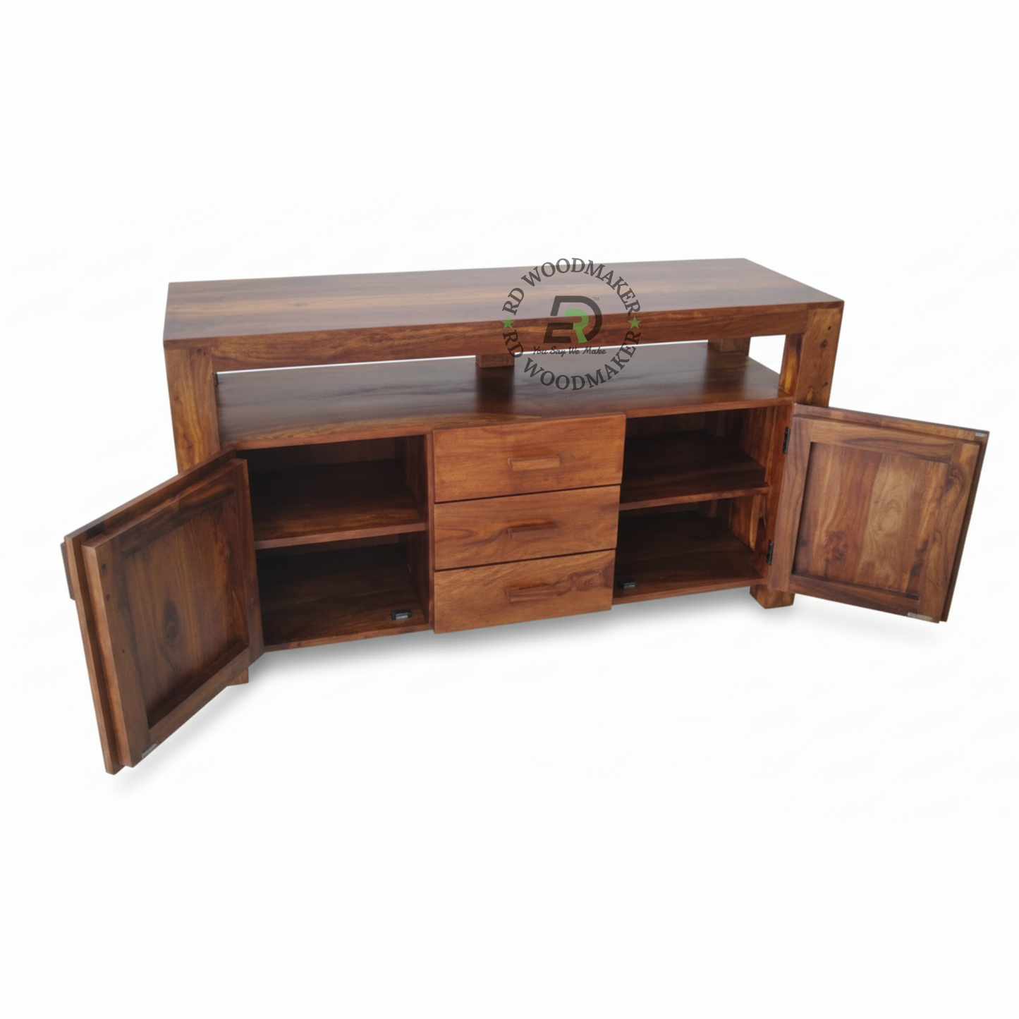 MODERN OPEN SHELF WOODEN SIDEBOARD