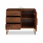 COMPACT HERRINGBONE DESIGN SIDEBOARD WITH METAL BASE