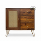 COMPACT CANE PANEL SIDEBOARD WITH METAL LEGS