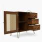 COMPACT CANE PANEL SIDEBOARD WITH METAL LEGS