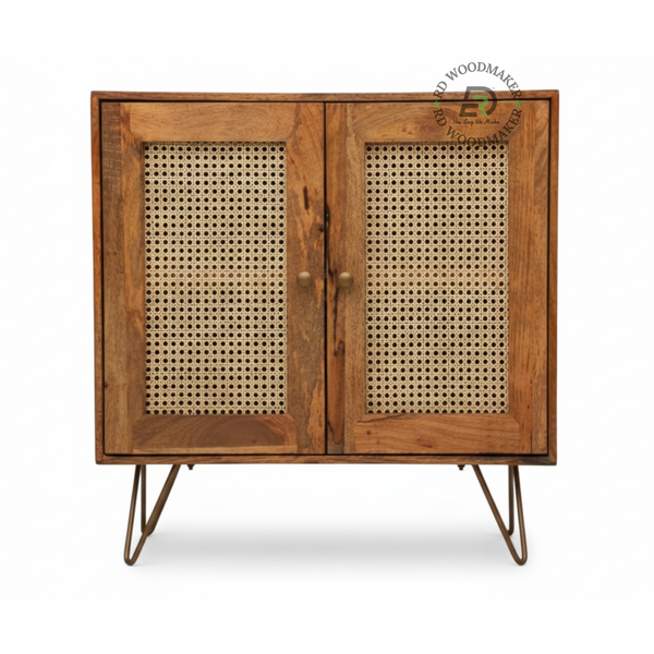 DOUBLE DOOR CANE WOODEN SIDEBOARD