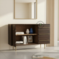 Minimalist Dark Wood Sideboard with 3 Drawers & Cabinet Storage