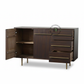 Minimalist Dark Wood Sideboard with 3 Drawers & Cabinet Storage