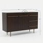 Minimalist Dark Wood Sideboard with 3 Drawers & Cabinet Storage