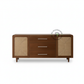 MODERN CANE PANEL SIDEBOARD WITH THREE DRAWERS