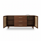MODERN CANE PANEL SIDEBOARD WITH THREE DRAWERS