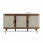 CURVED RATTAN DOOR SIDEBOARD WITH THREE CABINETS