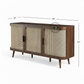 CURVED RATTAN DOOR SIDEBOARD WITH THREE CABINETS