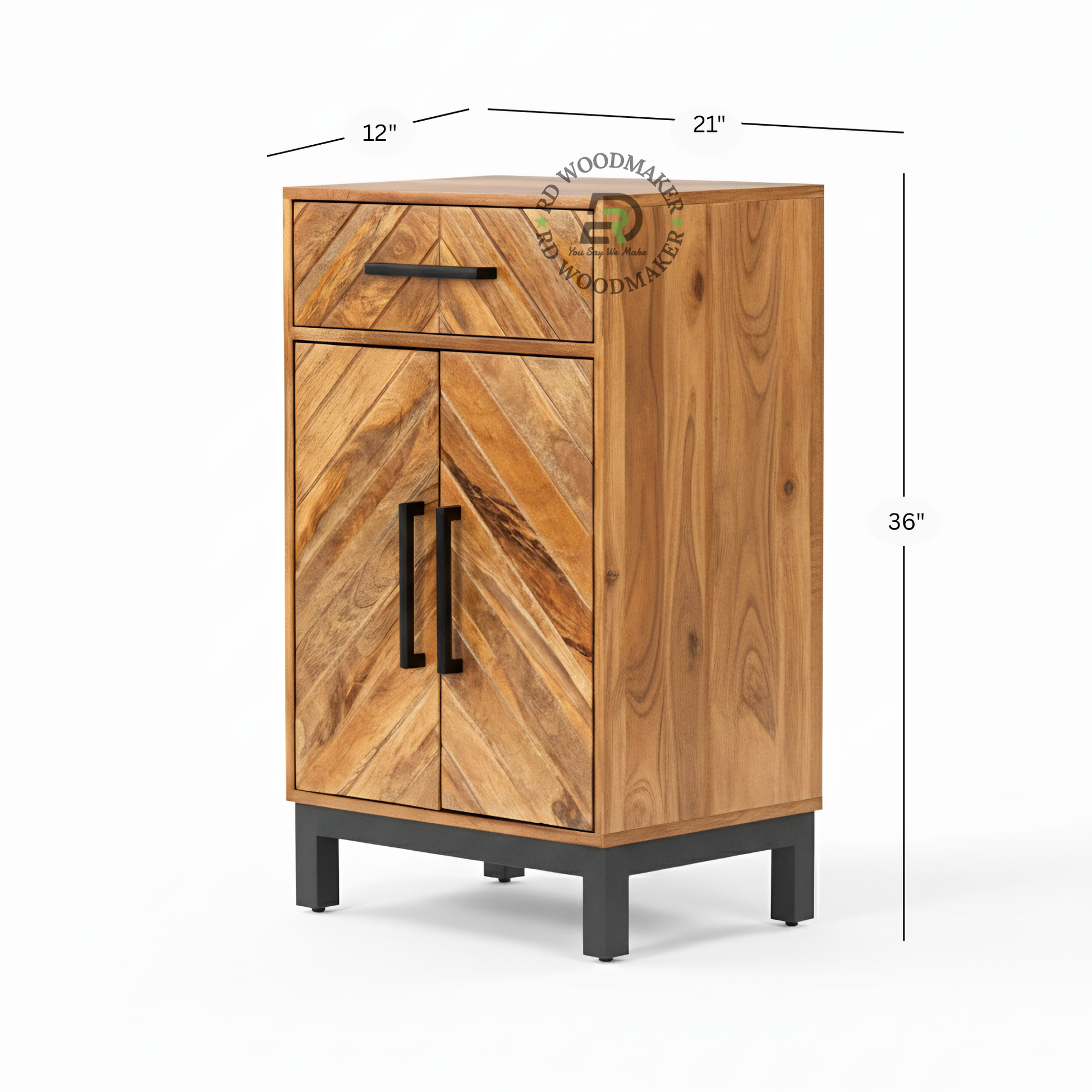 GEOMETRIC WOODEN CABINET WITH DRAWER AND DOUBLE DOORS
