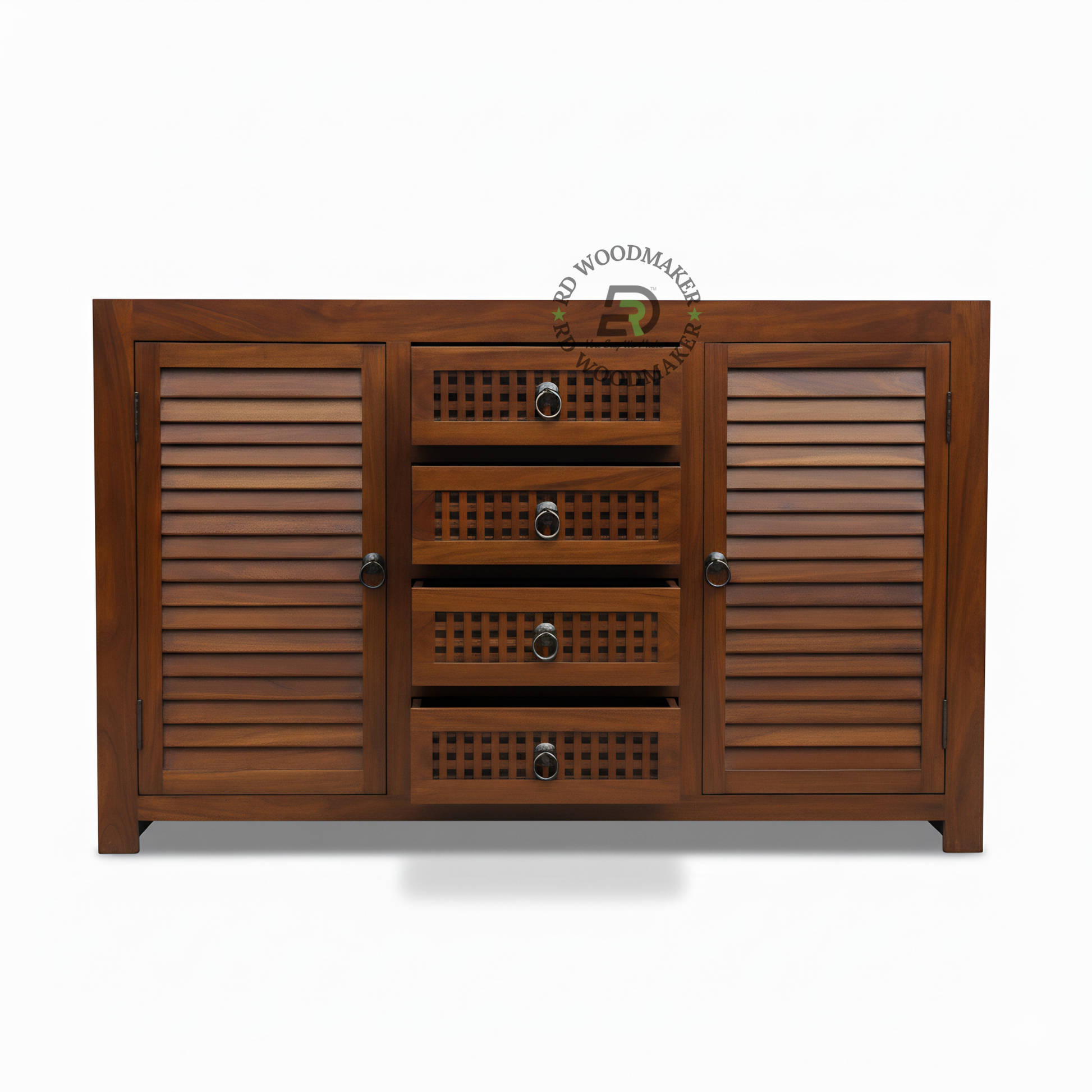 LOUVERED DOOR SIDEBOARD WITH FOUR DRAWERS