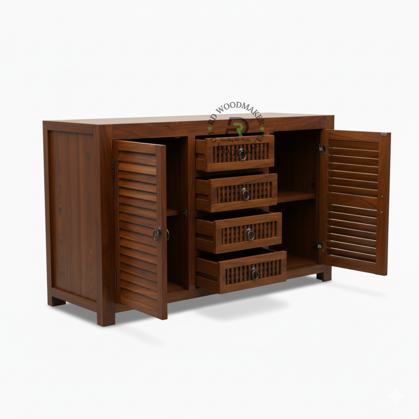 LOUVERED DOOR SIDEBOARD WITH FOUR DRAWERS
