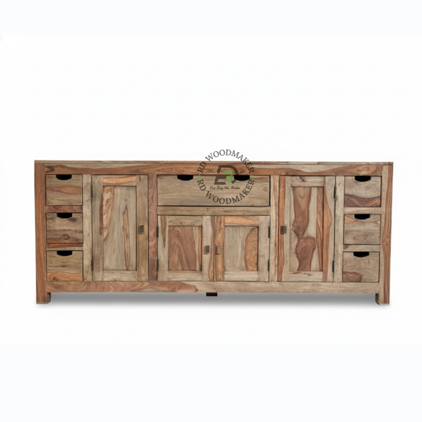 NATURAL SHEESHAM MULTI STORAGE SIDEBOARD WITH DRAWERS