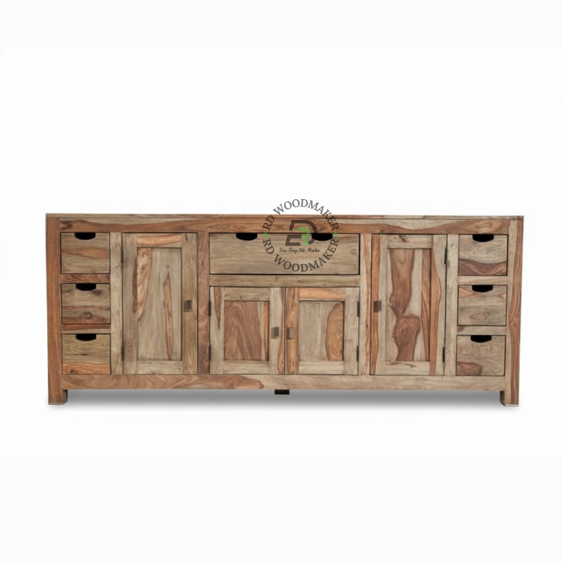 NATURAL SHEESHAM MULTI STORAGE SIDEBOARD WITH DRAWERS