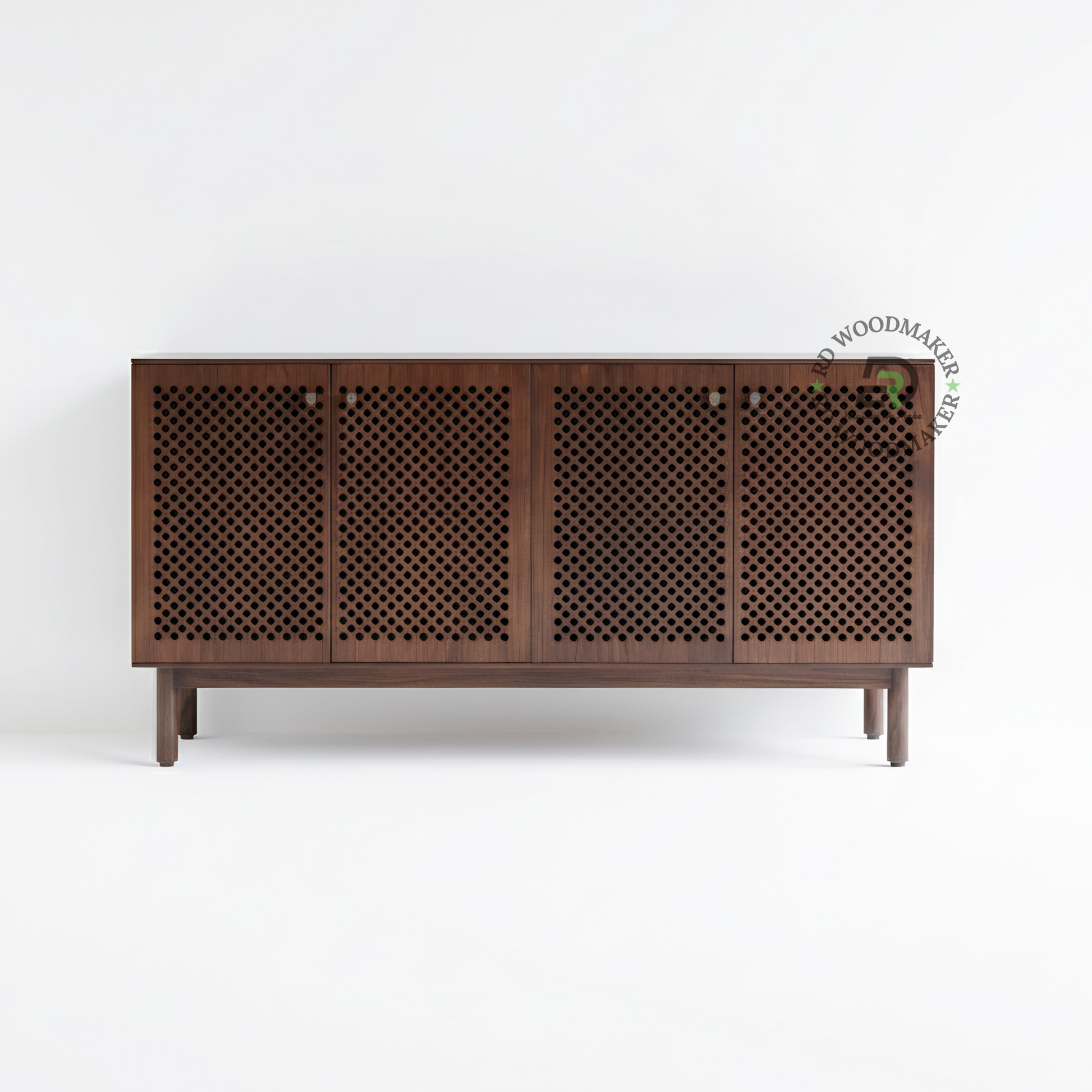 MODERN PERFORATED WOODEN SIDEBOARD CABINET