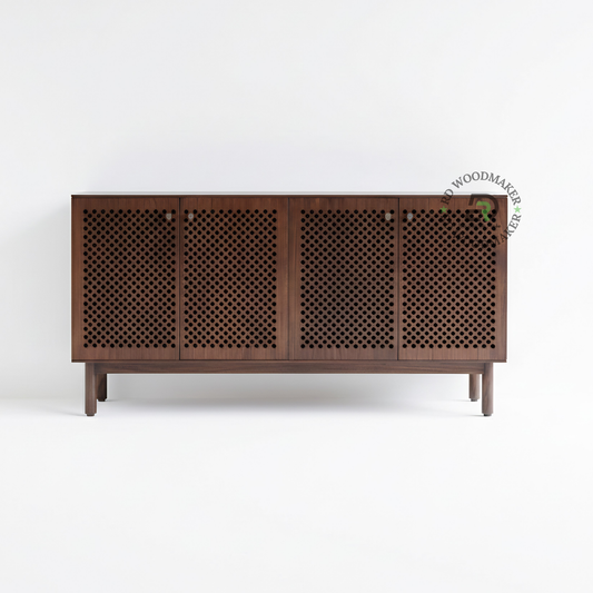 MODERN PERFORATED WOODEN SIDEBOARD CABINET