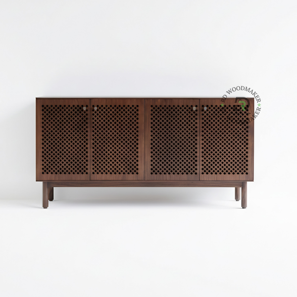MODERN PERFORATED WOODEN SIDEBOARD CABINET
