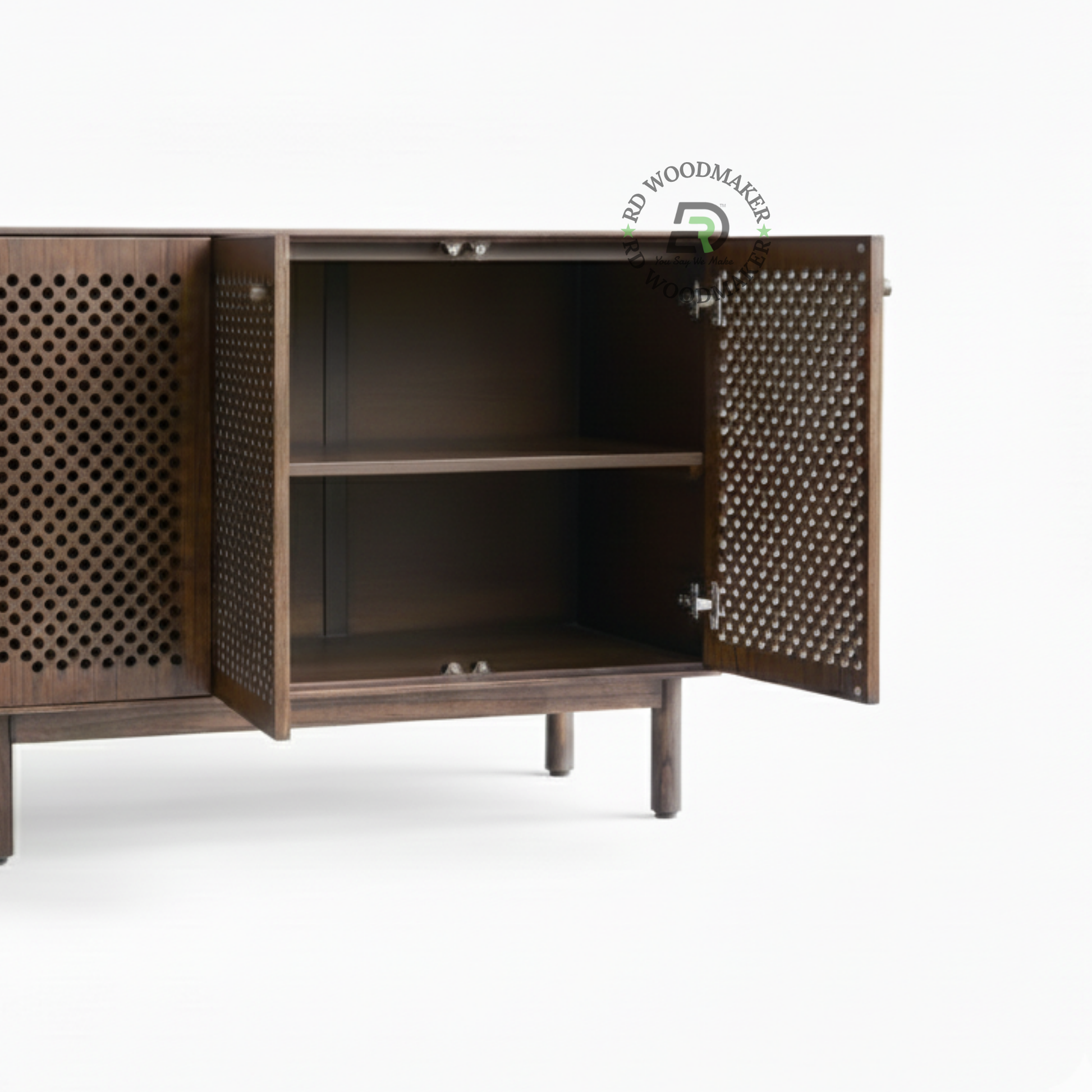 MODERN PERFORATED WOODEN SIDEBOARD CABINET
