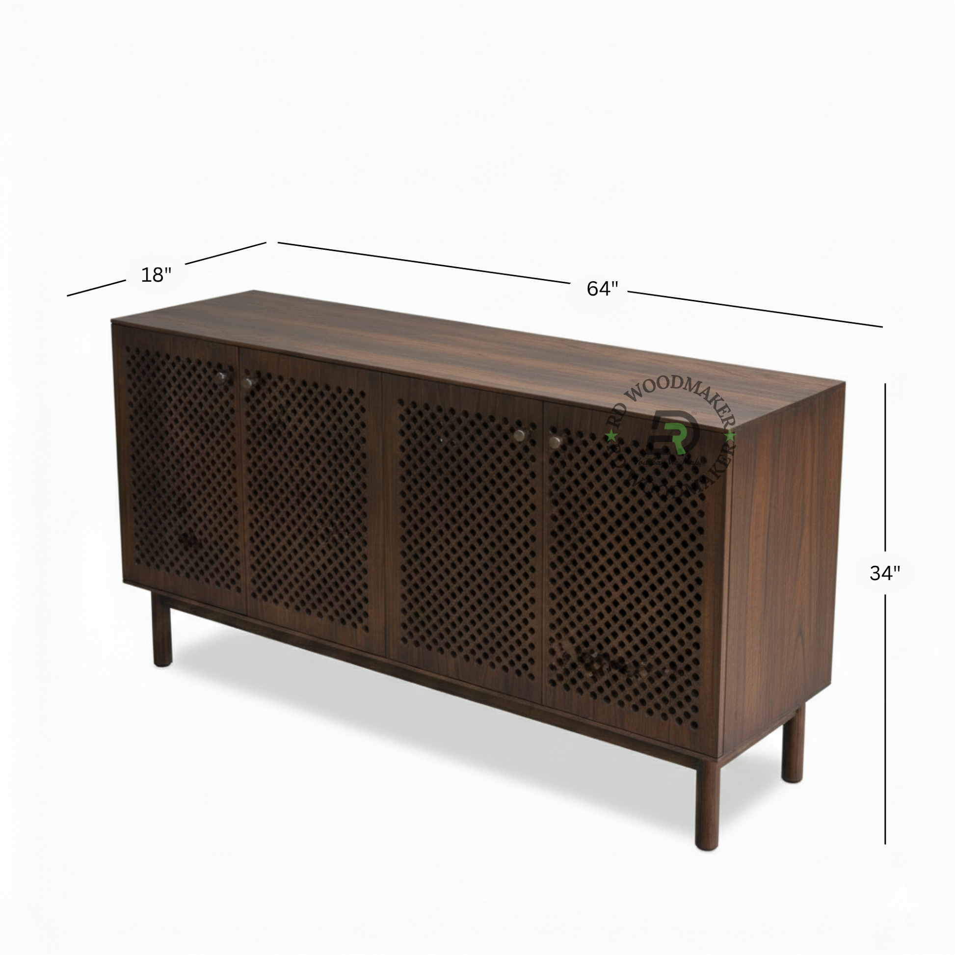 MODERN PERFORATED WOODEN SIDEBOARD CABINET