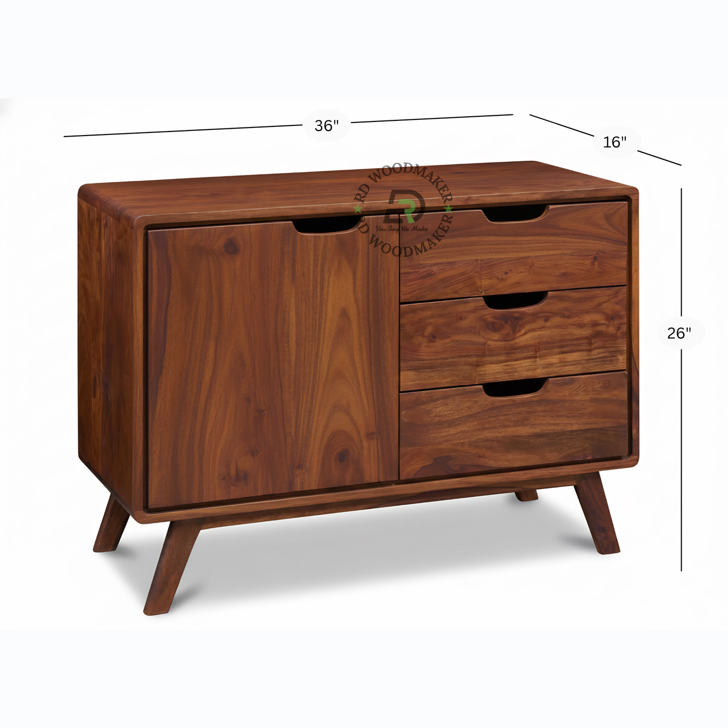 MID-CENTURY SOLID WOOD SIDEBOARD WITH DRAWERS