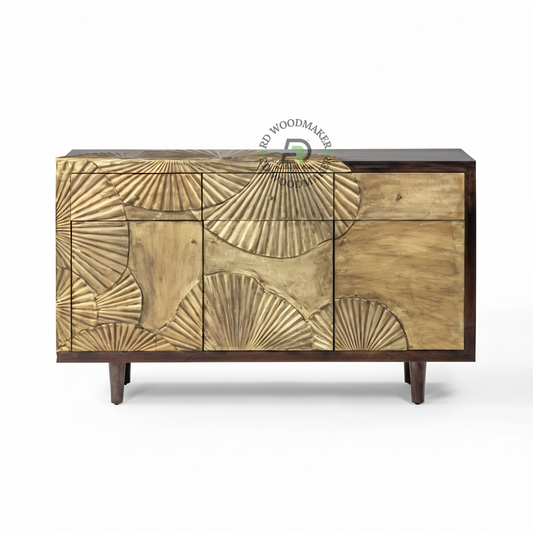 ARTISTIC HANDCARVED TEXTURED WOOD SIDEBOARD