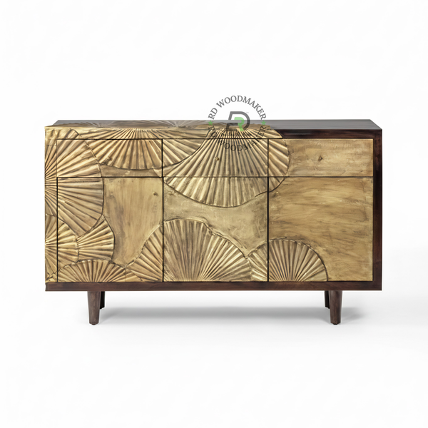 ARTISTIC HANDCARVED TEXTURED WOOD SIDEBOARD