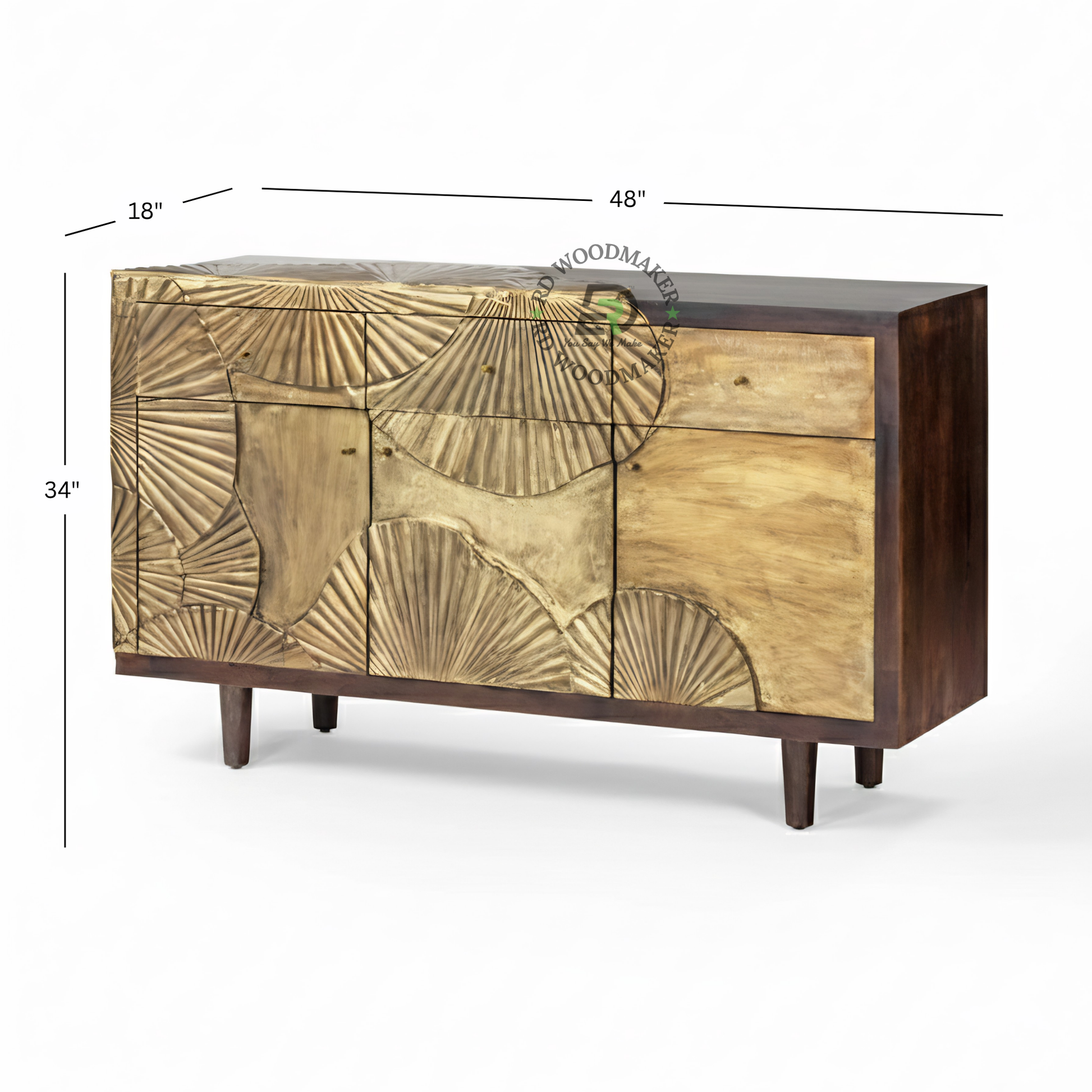 ARTISTIC HANDCARVED TEXTURED WOOD SIDEBOARD